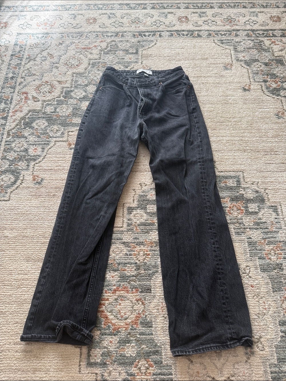 Abercrombie & Fitch Black Flared Wide-Leg Jeans